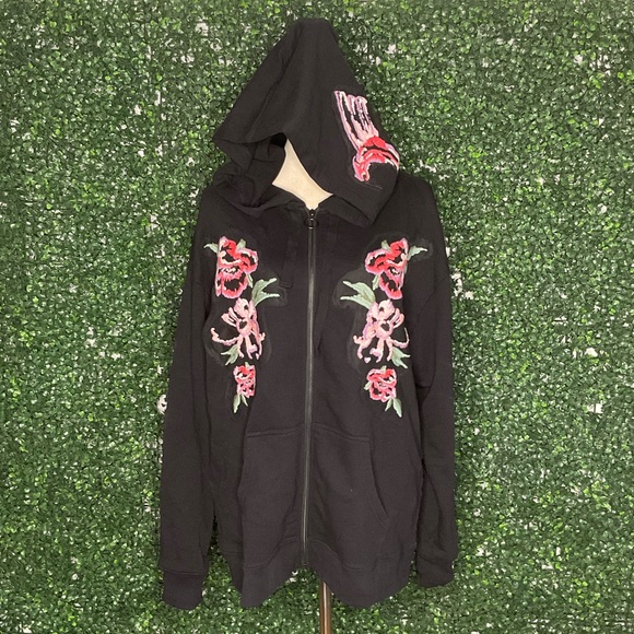 Sanctuary Black Oversized Jacket Embroidered Size S - Picture 1 of 8